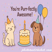 Cute Cat and Dog Birthday E-Card - You are Purr-fectly Awesome